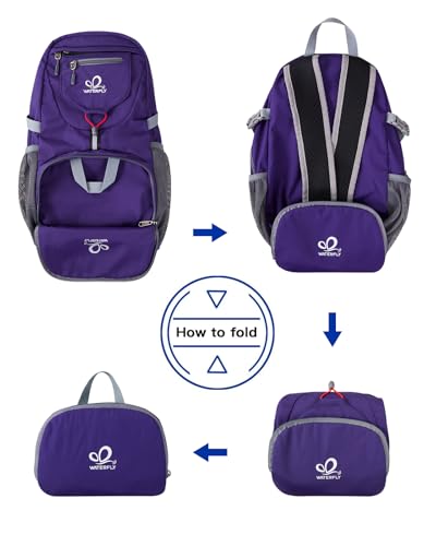 WATERFLY Small Lightweight Packable Backpack: 20l Ultra Light Foldable Travel Hiking Camping Daypack Day Pack for Man Woman | 20L,Recycled nylon material,Multi-compartment storage,Water-resistant,Everyday carry,Ultra Light Foldable Travel Day Pack - color