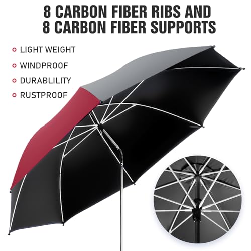 2 Pack Beach Umbrella with 360 Universal Clamp, UPF50+ Umbrella Outdoor Patio Sun Protection for Chairs, Beach &Patio Use (Not Include Chair) - color: Grey / Wine Red