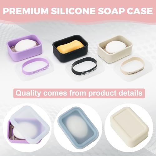 Compact Leakproof Travel Soap Case with Lid & Silicone Strap - Portable Draining Soap Bar Holder for Gym, Bathroom, Camping - Lightweight Silicone Soap Dish Container (Pink) - color: Pink