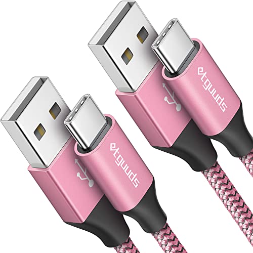 etguuds 4ft USB A to USB C Cable, 2Pack Fast Charging Cord Type C Charger | for iPhone 17 16 15 Pro Max Plus 16e 17 Air, Samsung Galaxy S26 S25 S24 S23 S22 S21 S20 A17 A16 A56 A55 Flip Fold, Pink - color: Pink, size: 4ft