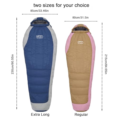 Down Sleeping Bag with Pillow,Ultralight and Compact - color: Orange, size: Regular 20°F