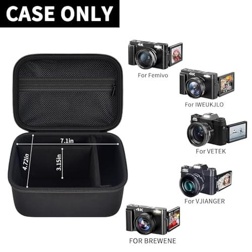 Comecase Large Travel 4K Vlogging Camera Case for Duluvulu/for AUREAPIX | Outdoor Camera Storage with 2 Dividers and Mesh Pocket, for Vloggers and Content Creators, Trip Ready, Jet Black - Case Only - color: Jet Black, size: L