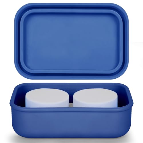 Leak Proof Soap Case,Large Silicone Travel Soap Holder,Portable Soap Box with Drainage Layer,Bathroom Shatter Proof,Suitable for Travel, Bathroom, Camping, Gym(Dark Blue) - color: Dark Blue
