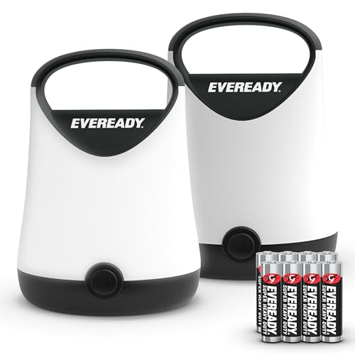 Eveready LED Camping Lantern X-250 (2-Pack), Super Bright Tent Lights, Rugged Water Resistant LED Lanterns, 100 Hour Run-time (Batteries Included), Black - color: Black, size: 2-Pack