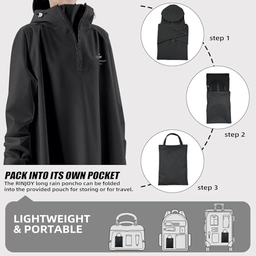 Waterproof Rain Poncho, Reusable Hooded Long Raincoat | Durable Oxford Fabric, Full Coverage, Reflective Strip, Adjustable Hood Cuffs, Hiking Camping Travel, Men Women Adults - color: Green, size: XX-Large