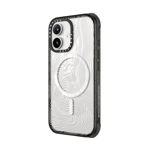 CASETiFY for iPhone 16 Case - Ultra Impact Compatible with MagSafe | Strong Slim | 11.5 ft. 5X Militray Grade Drop Protection | Topography Map | Black - color: Topography Map, size: Iphone 16 (6.1")