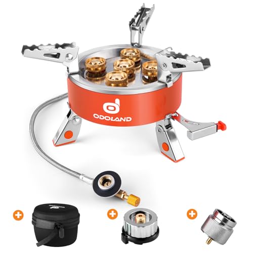 Odoland 9000W Portable Camping Stove Lightweight Camp Stove Collapsible Backpacking Stove with EVA Box for Outdoor Camping Cooking Hiking and Picnic - style: 9000W
