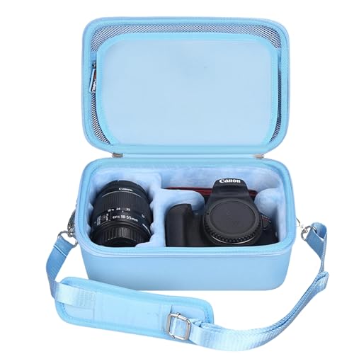 FBLFOBELI EVA Camera Case for Canon EOS Rebel T7/T8i/T5/R50/R100 | Hard EVA Shell, Shockproof & Water-Resistant, Custom Molded Interior, Detachable Shoulder Strap, Travel Storage Bag, Blue - color: Blue