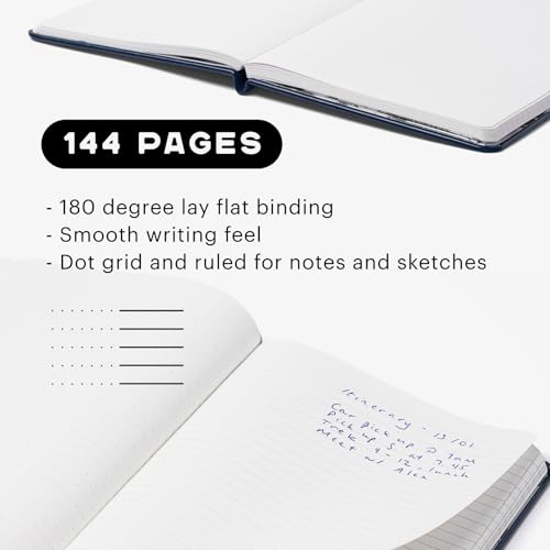 Stone Journal Explorer Notebook – A5 Waterproof Paper Field Journal, Vegan Leather Hardcover, 144 Pages Alternating Ruled & Dot Grid, Back Pocket, Weather-Resistant (Navy Blue) - color: Navy Blue