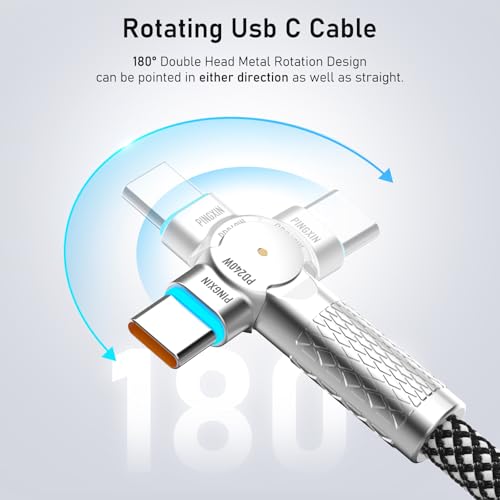 USB C to USB C Cable 10FT 240W, 180°Rotating USB C Cable Braided Type C Charger Cable Fast Charge for iPhone 16/16Pro/16Plus/16ProMax,MacBook Air,iPad Pro,Pixel,Samsung Galaxy S23/S24 Ultra-Black - size: 10FT