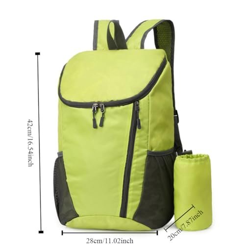 Portable Foldable Backpack Folding Mountaineering Bag, Ultralight Outdoor Cycling Rucksack, Travel Hiking Knapsack (Green) - color: Green