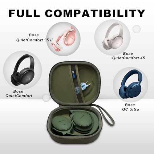 Hard Case for Bose QuietComfort, QC, QC 45 Headphone, Army Green | Compatible with Bose QC Ultra, QC 35, QC 35 II, QC45 SE, QC SE Over Ear Noise Cancelling Headphones, Travel Storage Bag - color: Army Green