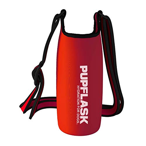 Tuff Pupper PupFlask Insulated Neoprene Dog Water Bottle Holder Sling with Wide Adjustable Shoulder Strap, Great for Travel, Walking, Hiking, Portable Pet Water Bottle Holder (40 OZ, Crimson Red) - color: Crimson Red, size: 40 OZ