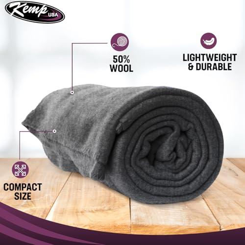 Kemp USA Wool Blanket 60 x 84 Inch Fire Retardant Military Survival Camping | 50% Wool Multipurpose Blanket, 5 Lb Heavy-duty Fire Retardant Throw for Survival, Camping, Military and Disaster Relief