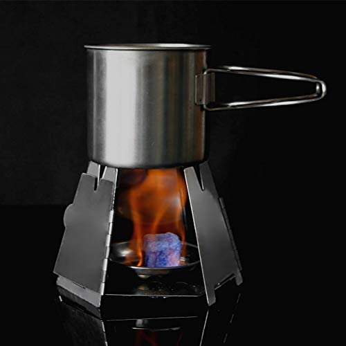 HUIOP Mini Folding Stainless Steel Hexagon Wood Stove - Portable Outdoor Camping Backpacking Cooking Stove
