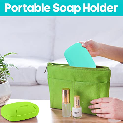 2 Pcs Plastic Soap Case Holder Container Box Home Outdoor Hiking Camping Travel Blue & Lime Green - color: Blue & Lime Green