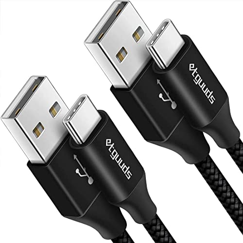 etguuds USB to USB C Cable 2ft, 2-Pack USB A to USB C Charger Cord Type C | Fast Charging for Samsung Galaxy A17 A16 A15 A26 A36 A56, S26 S25 S24 S23 S22 S21 S20 S10, for iPhone 17 16 15, Moto, Black - color: Black