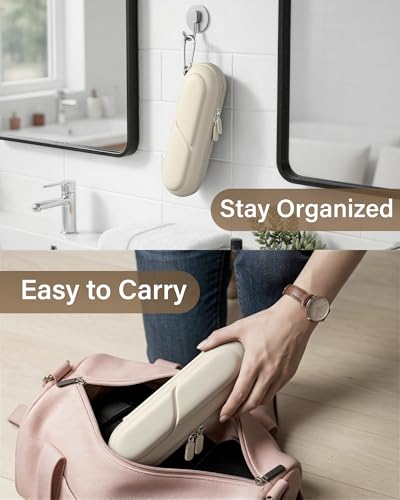 ProCase Toothbrush Travel Case for Oral-B/Oral-B Pro 1000 1500 5000 7000 7500 6000 9600/Philips Sonicare 4100 5100 1100 6100 5300 Oral-B iO Electric Toothbrush Portable Hard Container -Beige - color: Beige