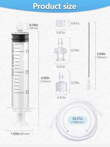4Pack 30ml Plastic Syringe with 39in Tubing, 4 Sets 3.2mm Luer Adapters, Clear Dispensing Syringe for Oil Extraction, Plant Watering, Hobby Crafts, Liquid Transfer Fluid Pump Tool - size: 30 ML