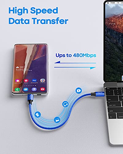 etguuds USB C to USB C Cable 1ft, 2-Pack 60W C to C Cable Fast Charging | for iPhone 17 16 15 Pro Max Plus Air, Samsung Galaxy S26 S25 S24 S23, USBC iPad MacBook Charger Cord Type C, Pixel, Blue - color: Blue, size: 1ft