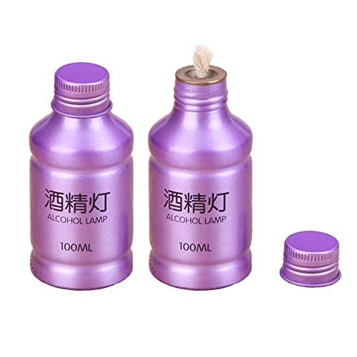 2 Packs Portable Alcohol Burner Lamp Case 100ml Aluminum Alloy Stoves Alcohol Lamp for Outdoor Hiking Picnic Lab Equipment - Purple - size: Purple 2Pcs