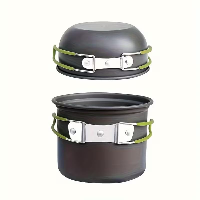 Camping Cooking Set, Non-Stick Camping Pot and Pan Set, Portable Camping Cookware with Foldable Cutlery, People Multifunctional Outdoor Cooking Equipment for Hiking, Picnicking (Orange) - color: Orange
