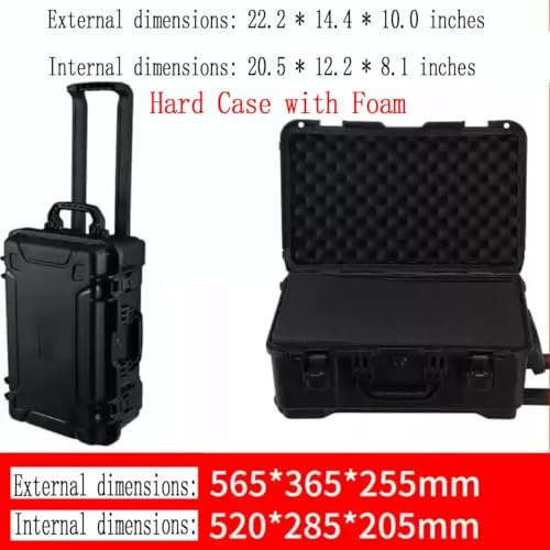 22" L x 14" W x 9" H Large Hard Case with Foam, Portable Rolling Hard Case with Wheels, Waterproof Shockproof Dustproof, Suitable for Cameras, Lenses, Camcorder, Instrument, Telescopes - size: 22 Inch