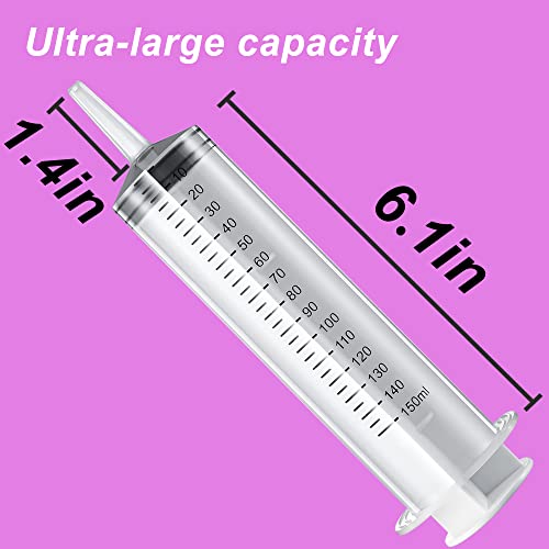 2 Pack 150ml Large Syringes Big Syringes, Large Garden Syringe for Scientific Labs, Measuring, Watering, Refilling (150 ML) - size: 150 ML