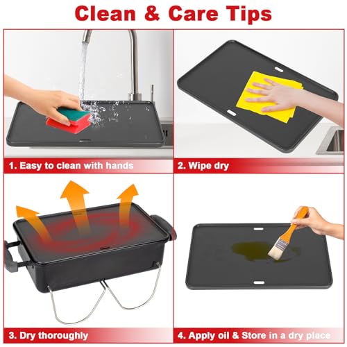 DELSbbq 16"x10" Reversible Cast Iron Griddle for Weber Go-Anywhere Grills | Portable Griddle Plate for Charcoal & Gas Go-Anywhere, Heavy-Duty Cast Iron Replacement for Weber 80631 67195,for Camping BBQ - size: 16" x 11" x 3"