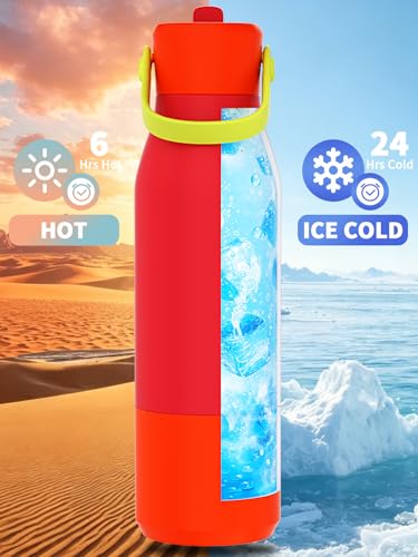 LAOION 32 oz Insulated Stainless Steel Water Bottle - color: Red, size: 32 Ounces