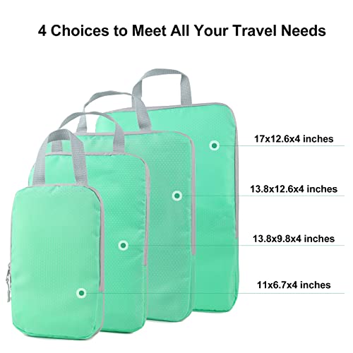 COVAX 4 Set Compression Packing Cubes, Travel Luggage Organizers and Storage Packing Cubes (Green) - color: Green