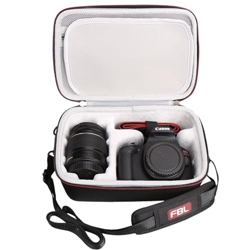 FBLFOBELI EVA Camera Case for Canon EOS Rebel T7/T8i/T5/R50/R100 | Hard EVA Shell, Shockproof & Water-Resistant, Custom Molded Interior, Detachable Shoulder Strap, Travel Storage Bag, Black - color: Black