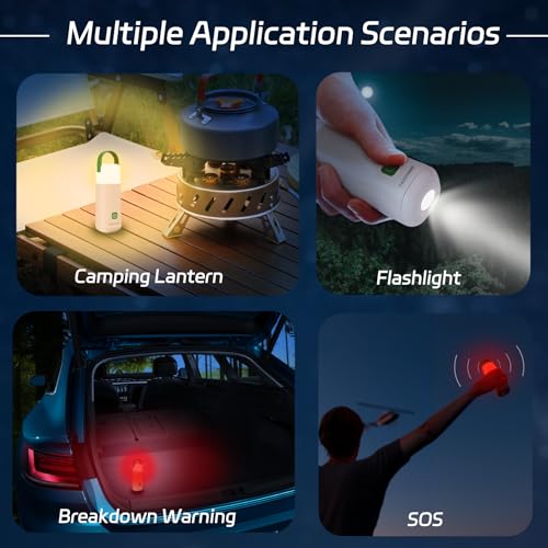 Rechargeable Camping Lantern, 350h Runtime Mini Flashlight with Hock,2Pack - style: Green + Yellow