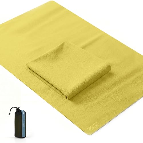 Microfiber Travel Towel, Soft Lightweight Quick Dry Towel, Super Absorbent Compact Travel & Sports & Beach Towels for Camping, Backpack, Gym, Swimming, Yoga, Hiking (Yellow, X Large) - color: Yellow, size: X Large