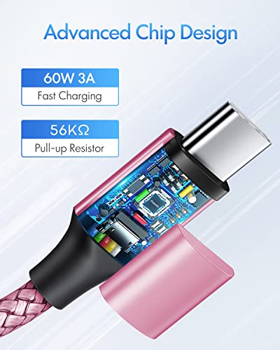 etguuds USB C to USB C Cable 3ft, 2-Pack 60W C to C Cable Fast Charging | for iPhone 17 16 15 Pro Max Plus Air, Samsung Galaxy S26 S25 S24 S23, USBC iPad MacBook Charger Cord Type C, Pixel, Pink - color: Pink, size: 3ft