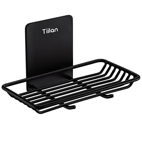 Self Adhesive Bar Soap Dish for Shower, Bathroom Soap Holder Wall Mount – Stainless Steel, Black - color: Black