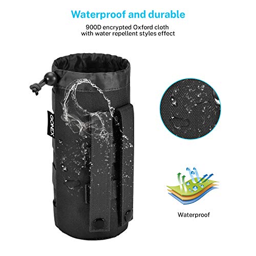 Gonex MOLLE Bottle Pouch, Drawstring Water Bottle Holder | 900D Oxford, Mesh Bottom, Fits MOLLE Packs & Vests, Flexible Height, Holds Bottles or Umbrellas - color: Black