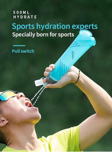 AONIJIE TPU Soft Flask Water Bottle Collapsible Running Flask for Hydration Pack, BPA Free, Wide Opening, for Outdoor Sports Hydration - color: B#Pull Switch#2 Pcs