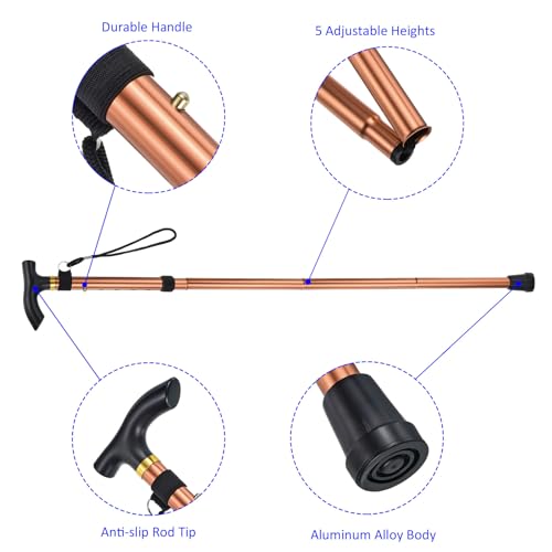 M METERXITY Trekking Poles - Collapsible Hiking Walking Sticks, Telescopic & Folding, Apply to Women Walking Backpacking - color: Brown