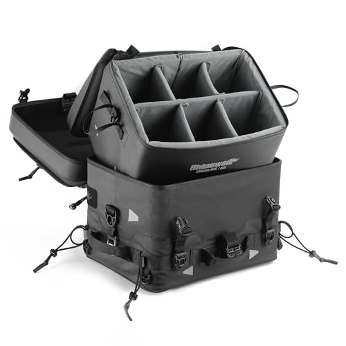 Rhinowalk Motorcycle Tail Bag with Camera Insert Waterproof Modular Storage for Photography Gear and Everyday Use (Combo MFT2301: 36L Hard Shell Case + 22L Shockproof Camera Insert) - style: Camera Bag Combo Mft2301