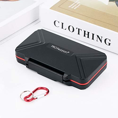 PROfezzion Memory Card Case for 12 CFexpress Type-A and 12 SD SDHC SCXC | 24 Slots Memory Card Holder, Water-Resistant & Anti-Shock, Hard Shell with Rubber Interior, Compact & Easy Carrying - color: Black - 24 Slots
