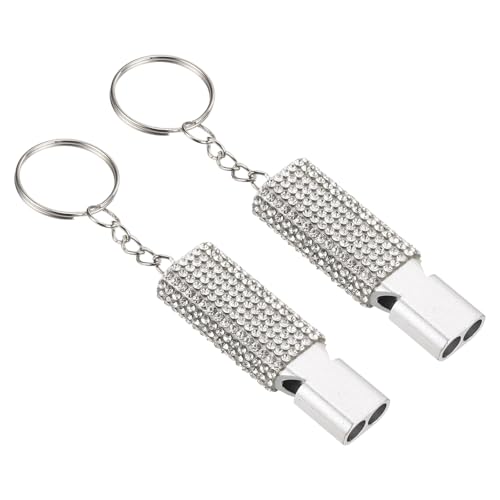 PATIKIL Emergency Whistle with Keychain, Bling Safety Survival Whistles Rescue Signaling Loud - color: White
