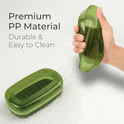 AIMAIAIMAI Shampoo Bar Holder Travel Case for Two Bars – Compatible with Most Solid Shampoo & Conditioner Bars, Large Soap Container for Bathroom or Travel (Green Style A-Large) - color: Green Style A-large