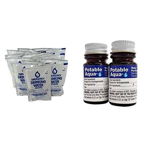 Datrex Emergency Water Packet 4.227 oz - 3 Day/72 Hour Supply (18 Packs), White & Potable Aqua Water Purification Tablets, Portable and Effective Water Purification Solution