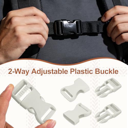 PATIKIL Quick Side Release Buckle, Plastic Buckle Clip Dual Adjustable Belt Snap Fasteners Clasp for Backpack - color: Gray