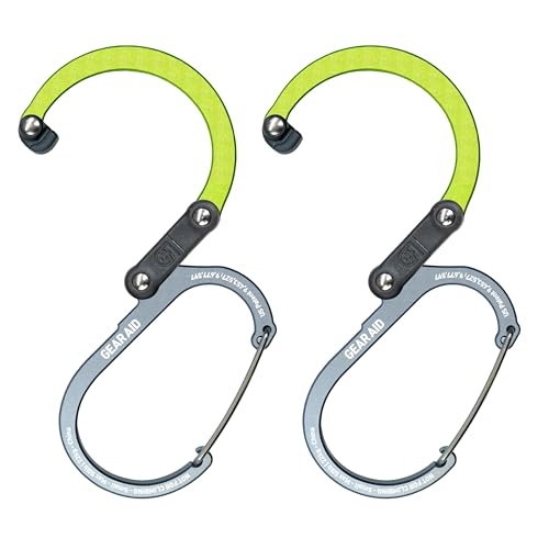 GEAR AID HEROCLIP (Small) Carabiner Gear Clip and Hook, for Hanging Bags, Purses, Lanterns, Strollers, Tools, Helmets, Water Bottles, and More - color: Nav Green, style: 2 Pack