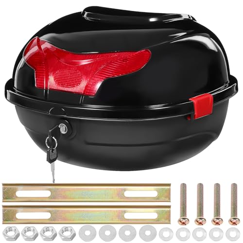 ULTECHNOVO Motorcycle Trunk 30 Liter Motorcycle Storage Top Box Hard Shell Rear Case with Reflective Strip Universal Mount Storage Box for Scooter Touring Bikes Daily Commutes 15.35 X 14.17 X 9.84 in