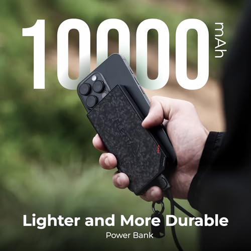 FLEXTAILGEAR 10000mAh Power Bank, Outdoor Portable Power Bank | Lightweight Outdoor Travel Fast Charging Carbon Fiber, Slim USB-C Portable Charger Battery Pack for Phones - size: 10000mAh-0.39in