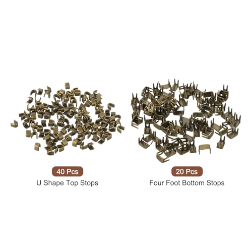 uxcell #3 Zipper Slider Retainers Kit, 20Pcs Bottom Stops & 40Pcs Top Stops for Bags Coats Jackets Closed-end Zippers Replacing, Bronze - color: Bronze, size: #3