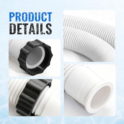 29060E 1.5" White Pool Pump Hose Replacement | Compatible with Intex Sand Filters/Saltwater Systems & Coleman Above Ground Pools 59" Long Polyethylene Spiral Hose - 2Pack - color: White